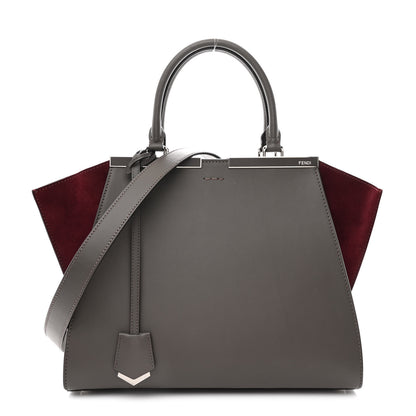 Fendi Vitello Dolce Century Petite 3Jours Tote Carbone Bordeaux 1 of 10
