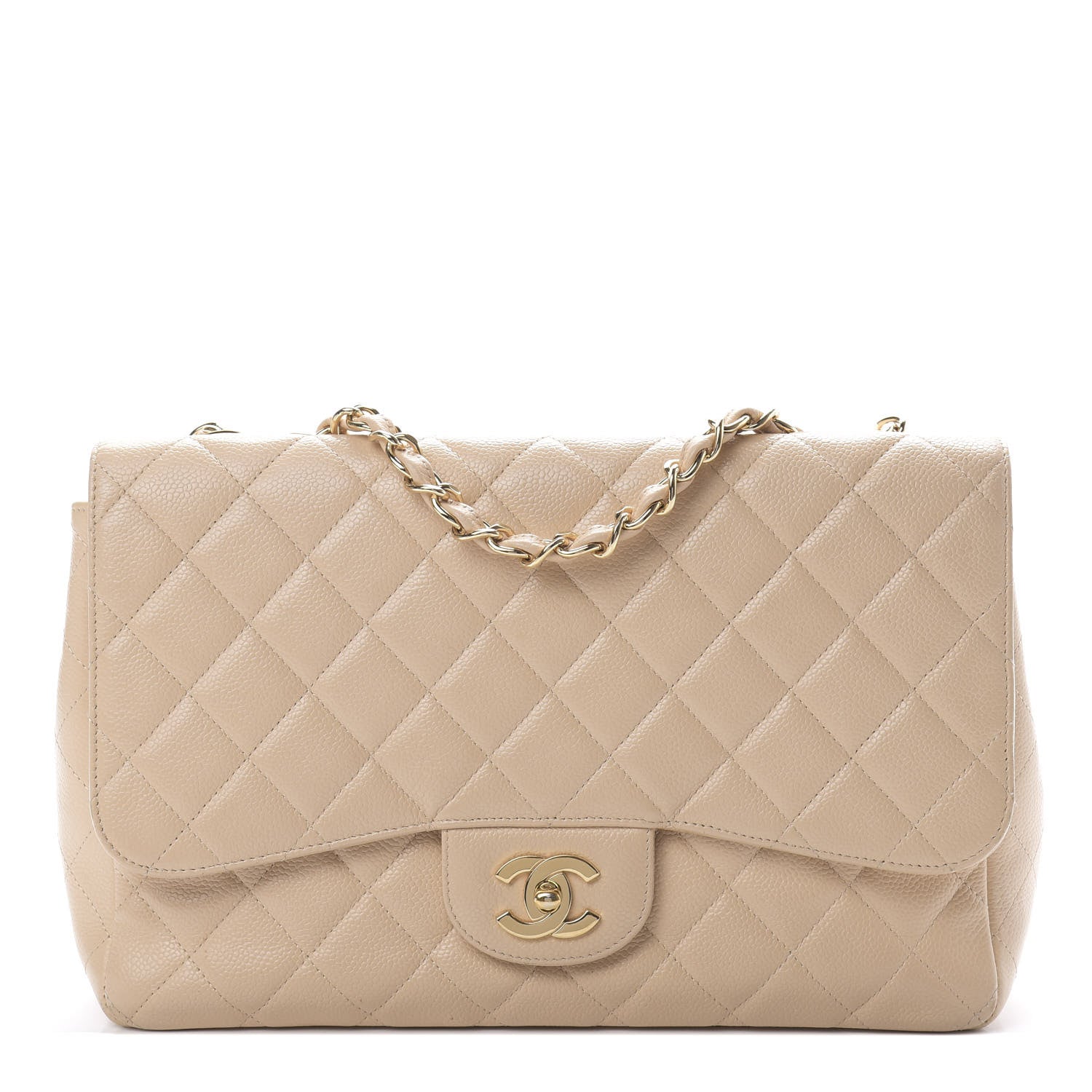 Chanel Caviar Quilted Jumbo Single Flap Beige Clair 1 of 15
