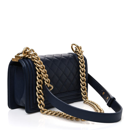 Chanel Caviar Quilted Small Boy Flap Navy 3 of 10