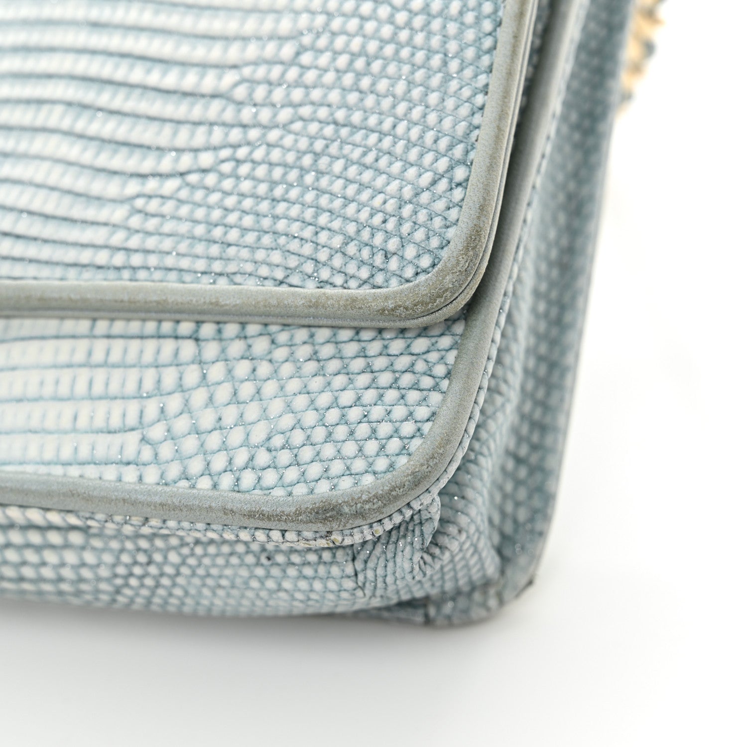 Chanel Lizard Wallet on Chain WOC Light Grey 17 of 19