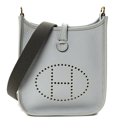Hermes Taurillon Clemence Amazone Evelyne TPM Bleu Pale Etain 1 of 9