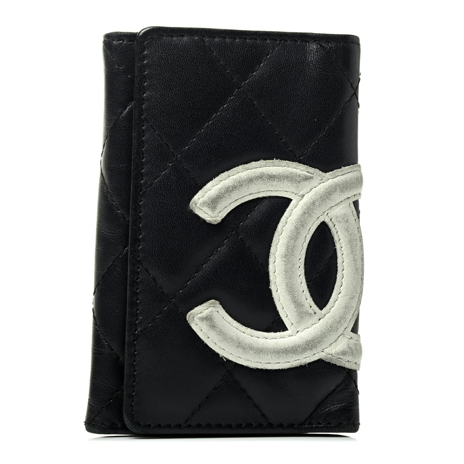 Chanel Calfskin Quilted Cambon 6 Key Holder Black White 1 of 4