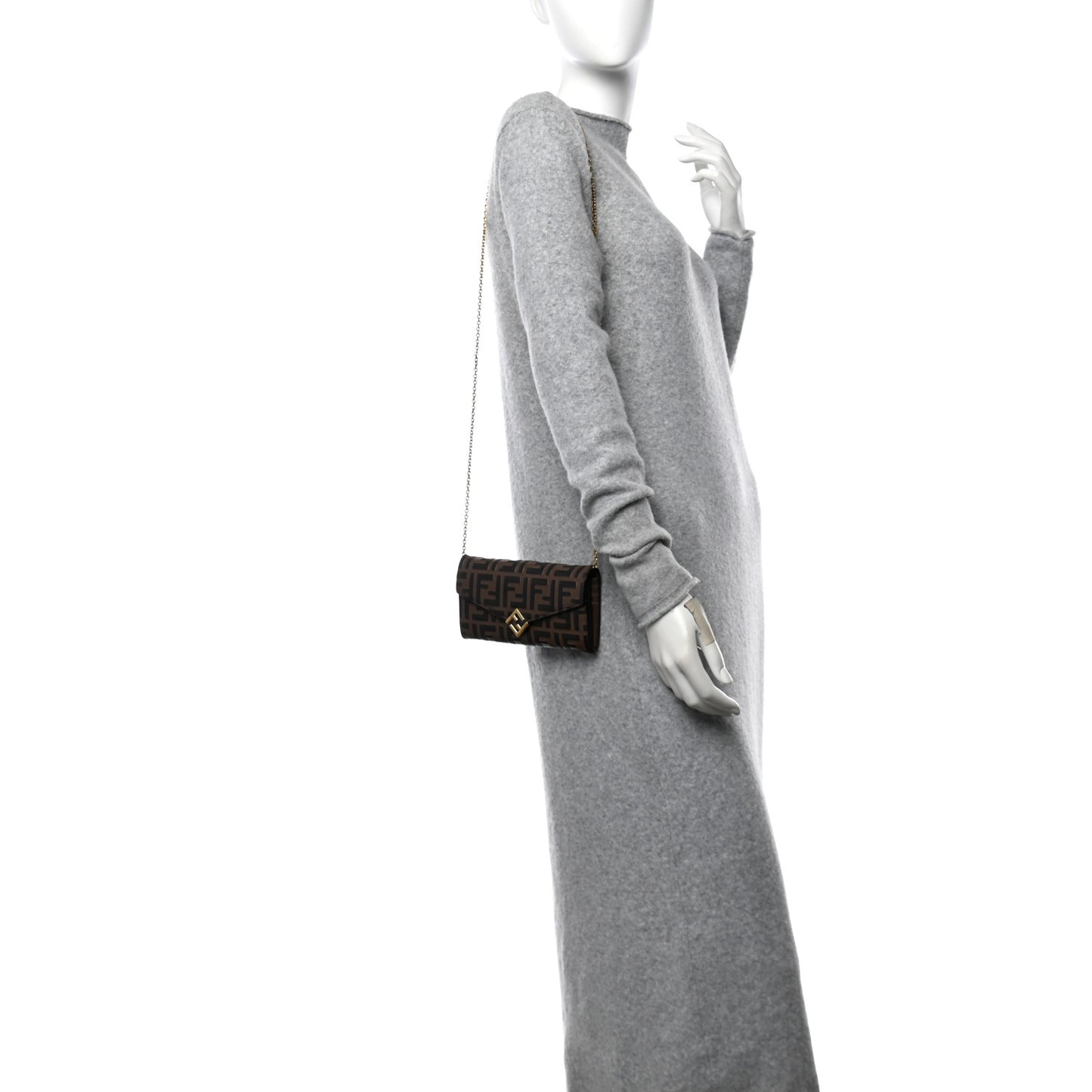 Vitello Soft FF Diamonds Continental Envelope Wallet On Chain Maya Black