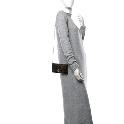 Fendi Vitello Soft FF Diamonds Continental Envelope Wallet On Chain Maya Black 2 of 14