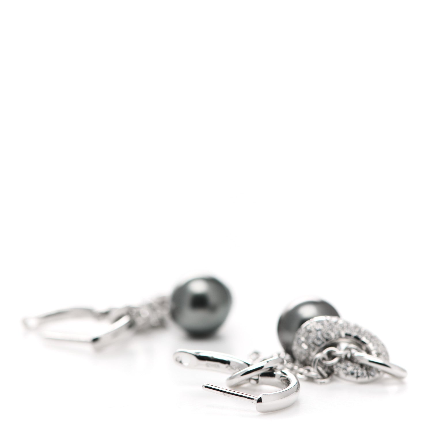 Mikimoto 18K White Gold Diamond Tahitian Pearl 9-9.2mm Pearls in Motion Earrings 3 of 5