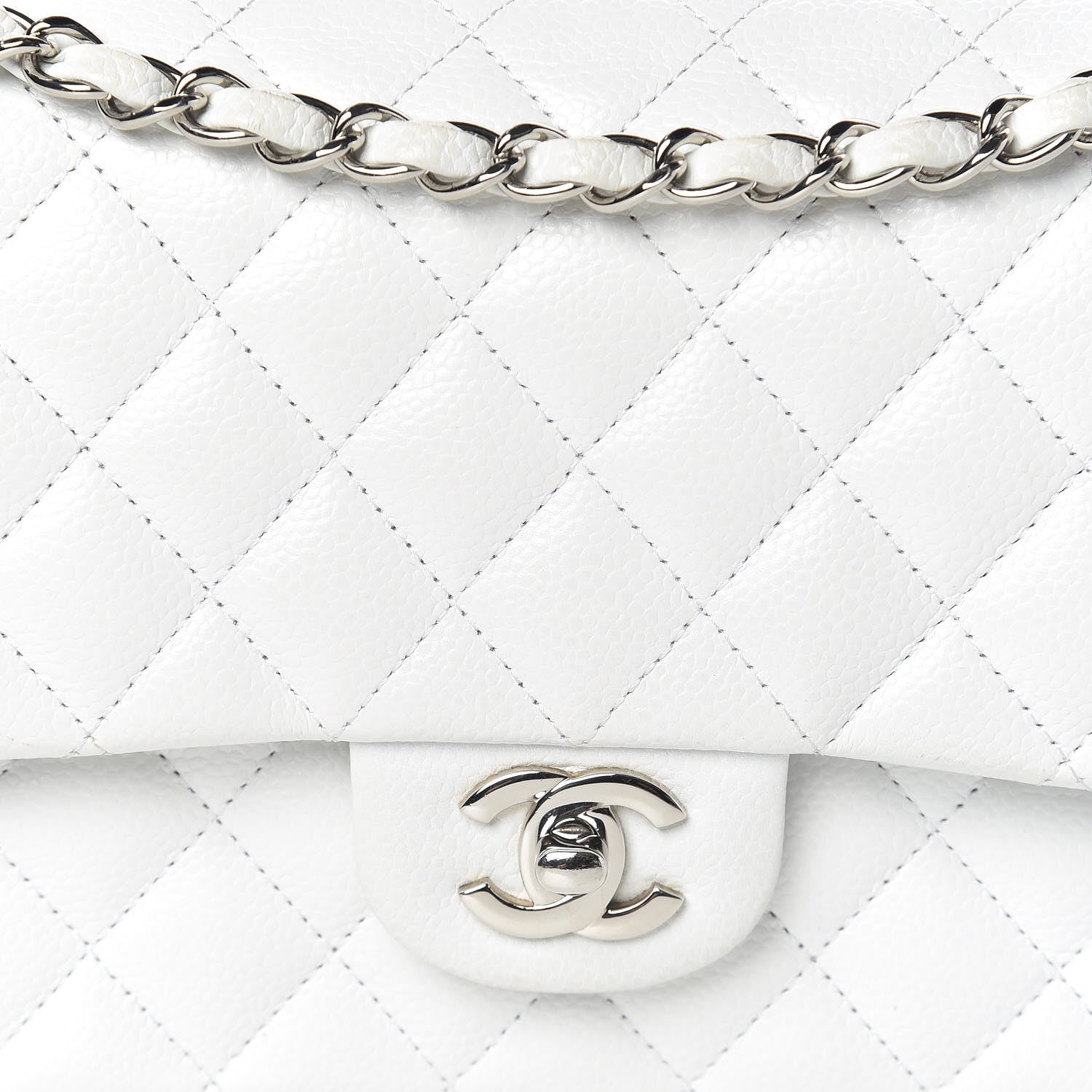 Chanel Caviar Quilted Medium Double Flap White 18 of 19