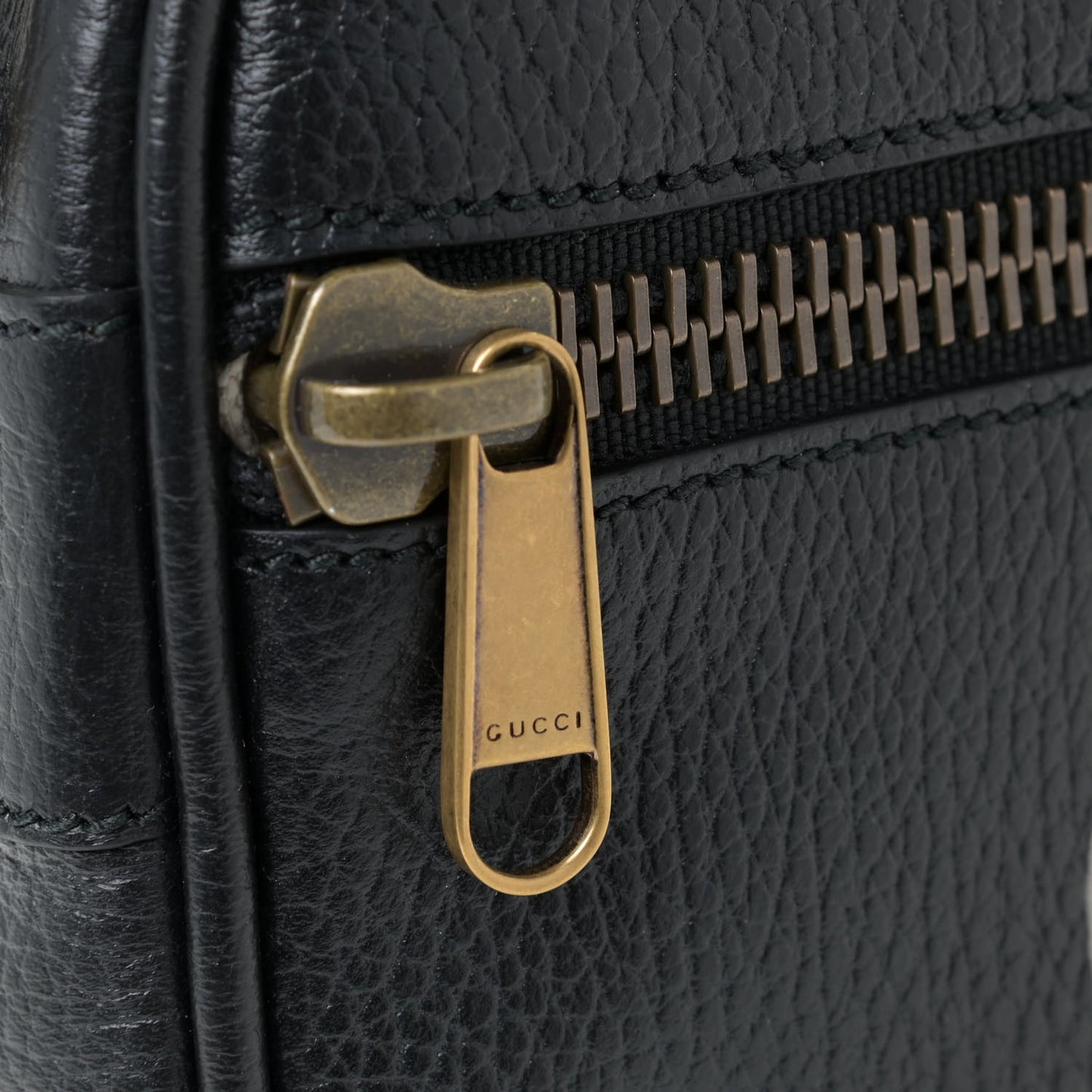 Pebbled Calfskin Logo Messenger Bag Black