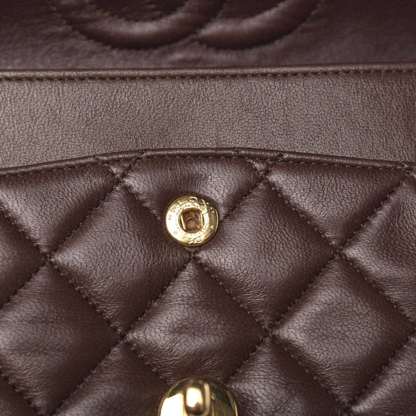 Lambskin Quilted Small Double Flap Brown
