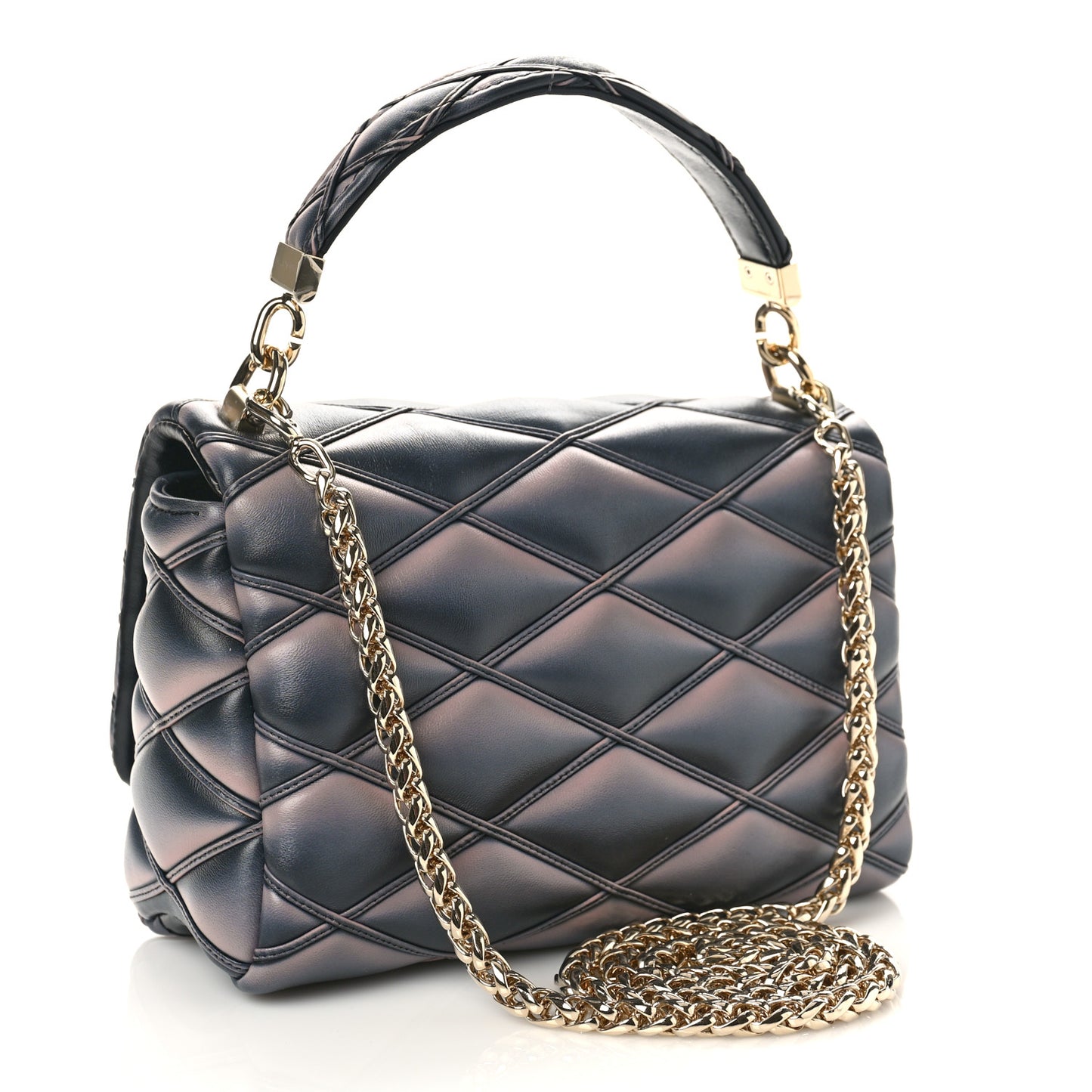Lambskin Malletage Top Handle GO-14 MM Black Pink