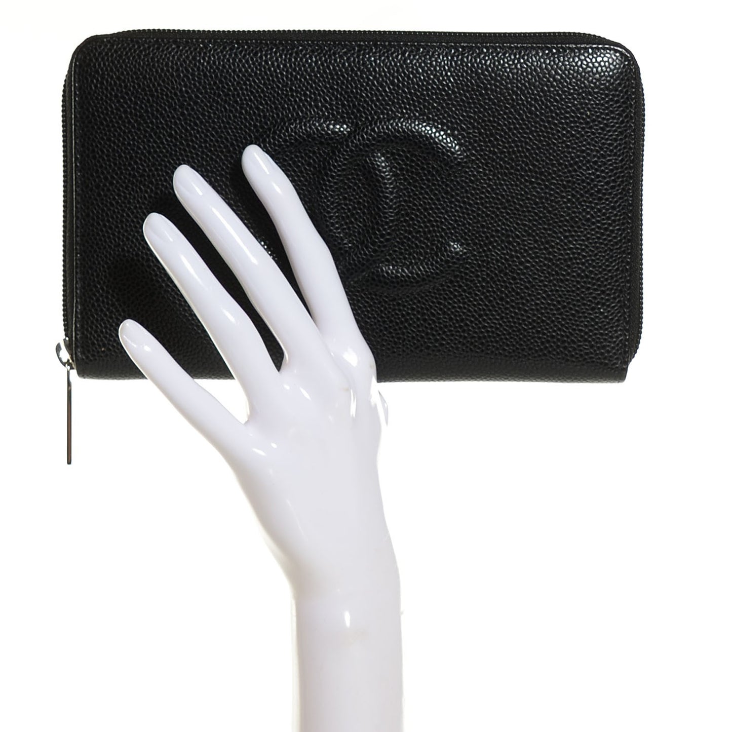 Caviar Large Timeless CC Zip Around Wallet Black