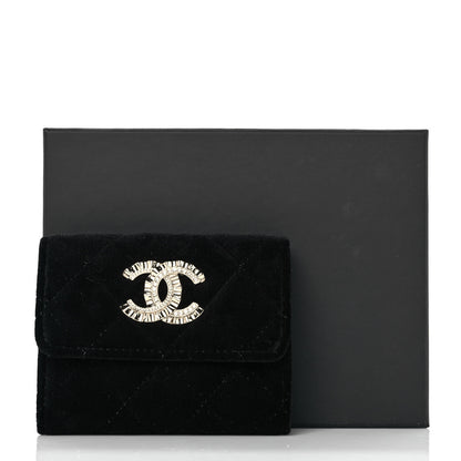Chanel Velvet Quilted Flap Card Holder Black 10 of 10