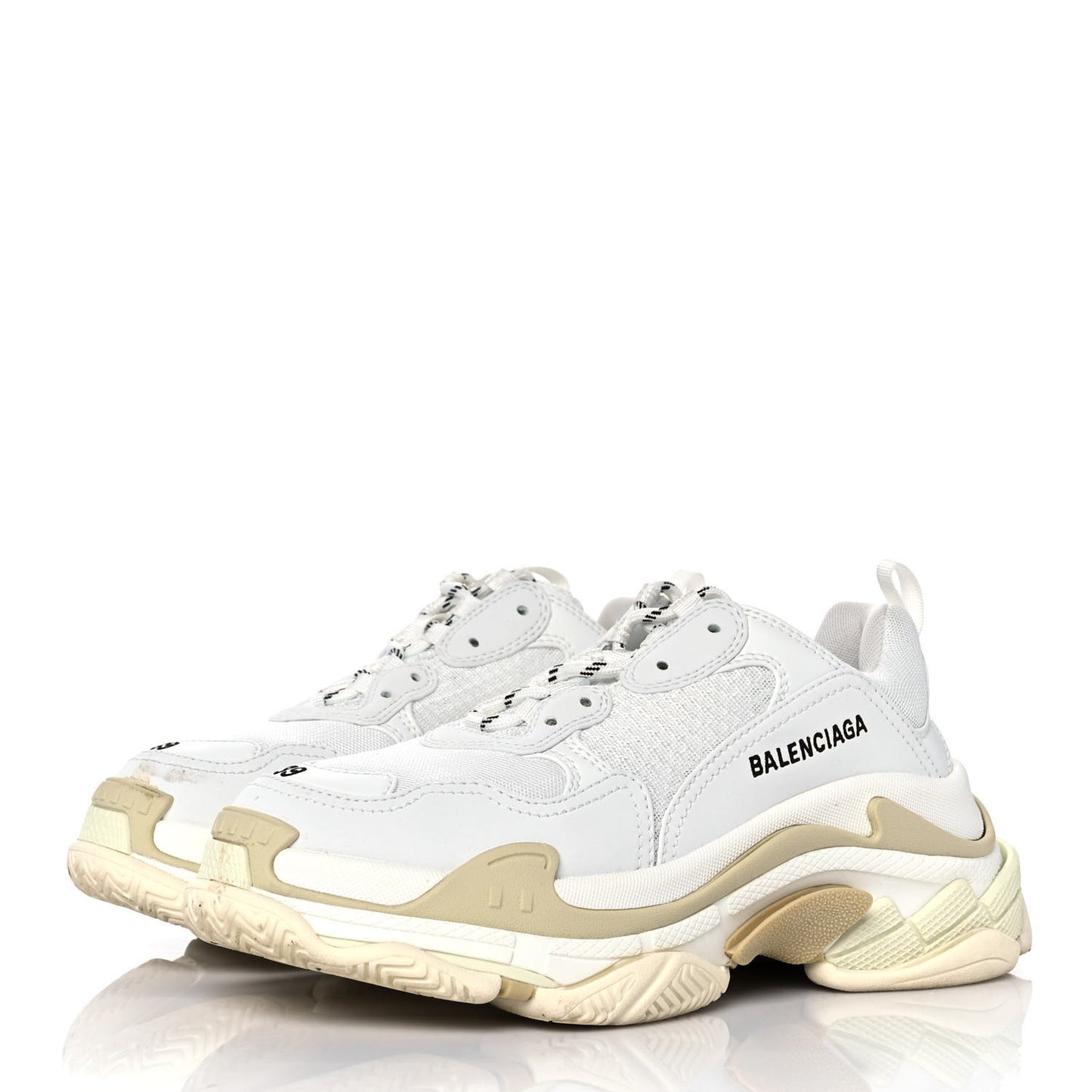 Fabric Mesh Womens Triple S Sneakers 39 White