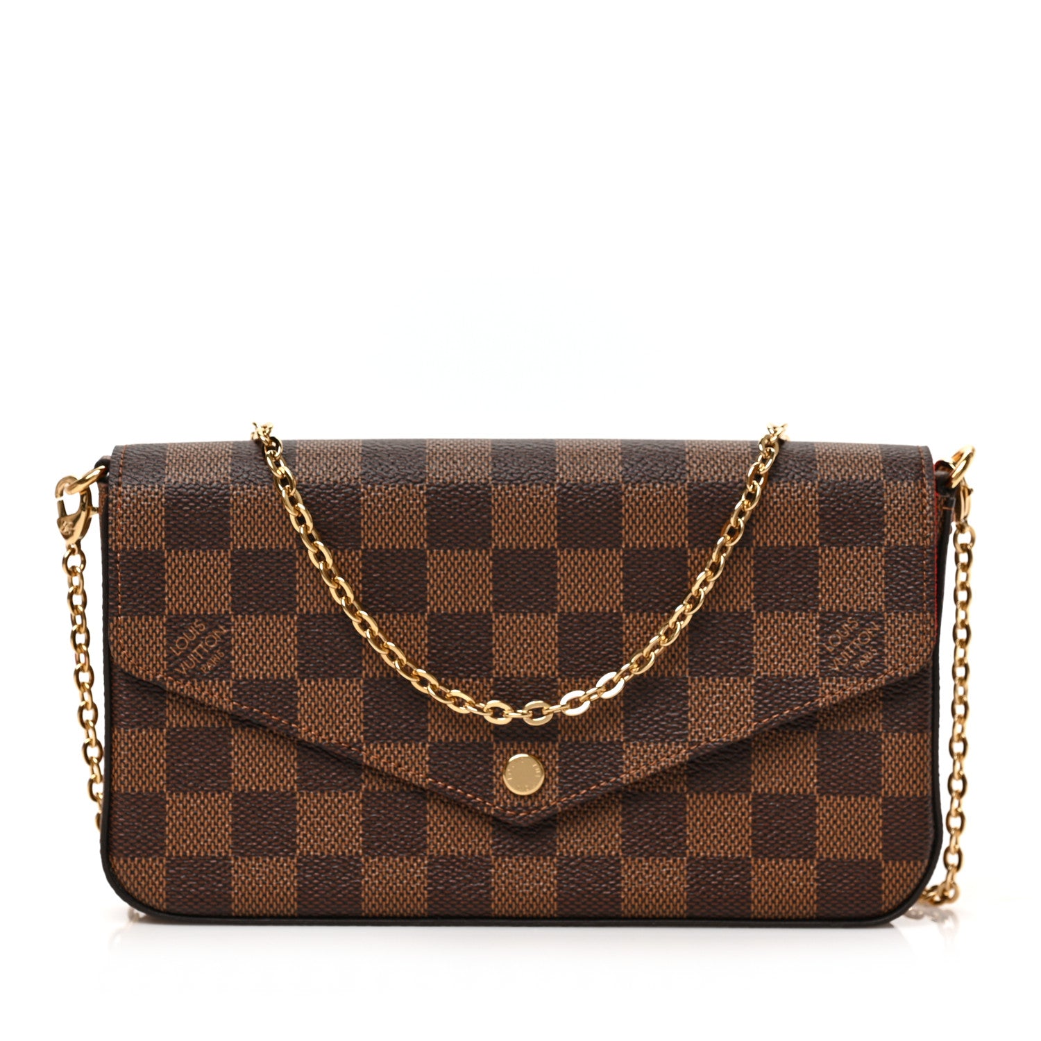 Louis Vuitton Damier Ebene Pochette Felicie Chain Wallet 3 of 9