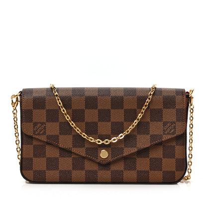 Louis Vuitton Damier Ebene Pochette Felicie Chain Wallet 3 of 9