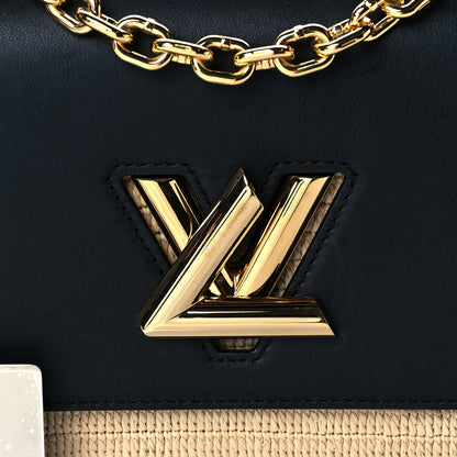 Louis Vuitton Calfskin Raffia Twist Shoulder Bag MM Black 6 of 8