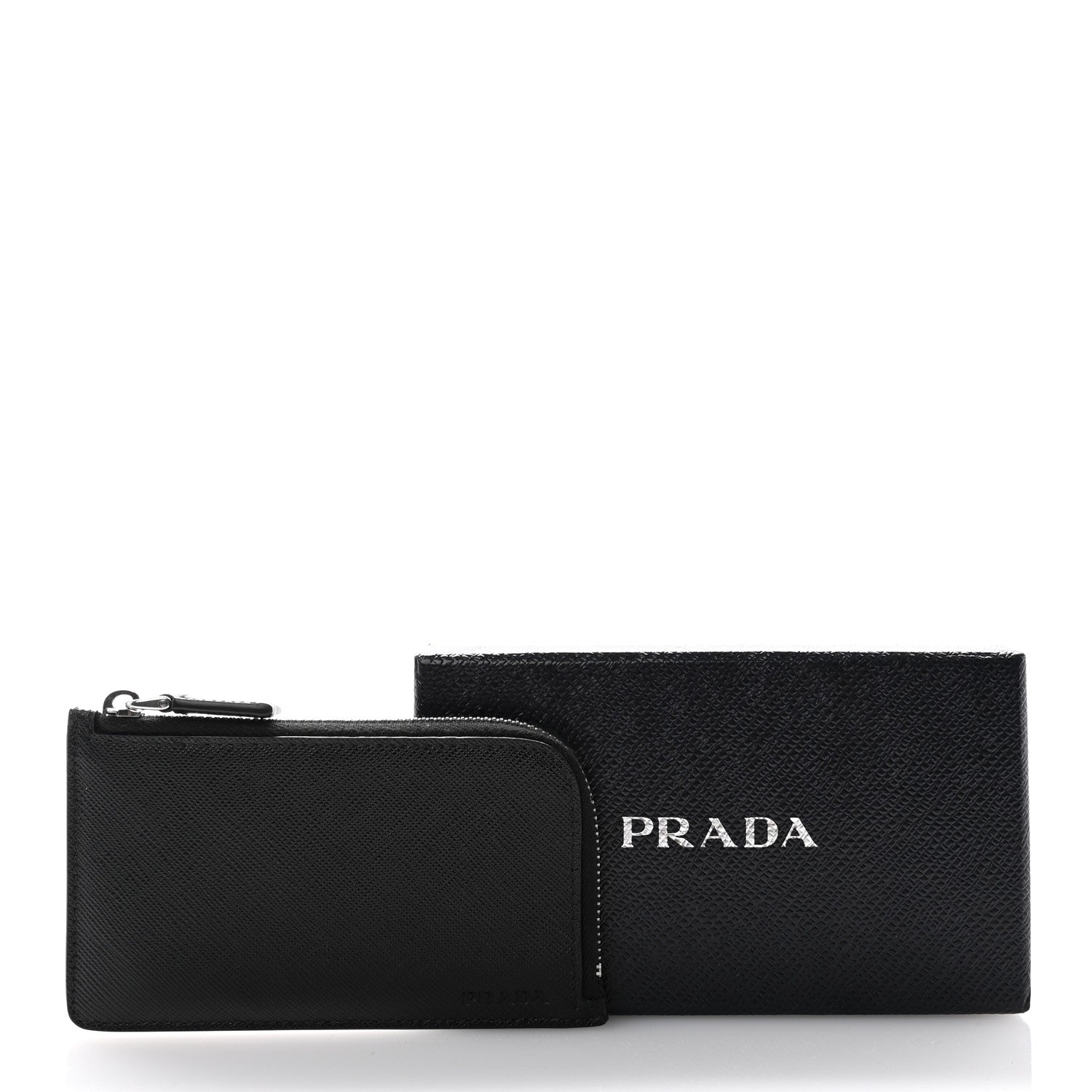 Prada Saffiano Zip Card Holder Black 8 of 8