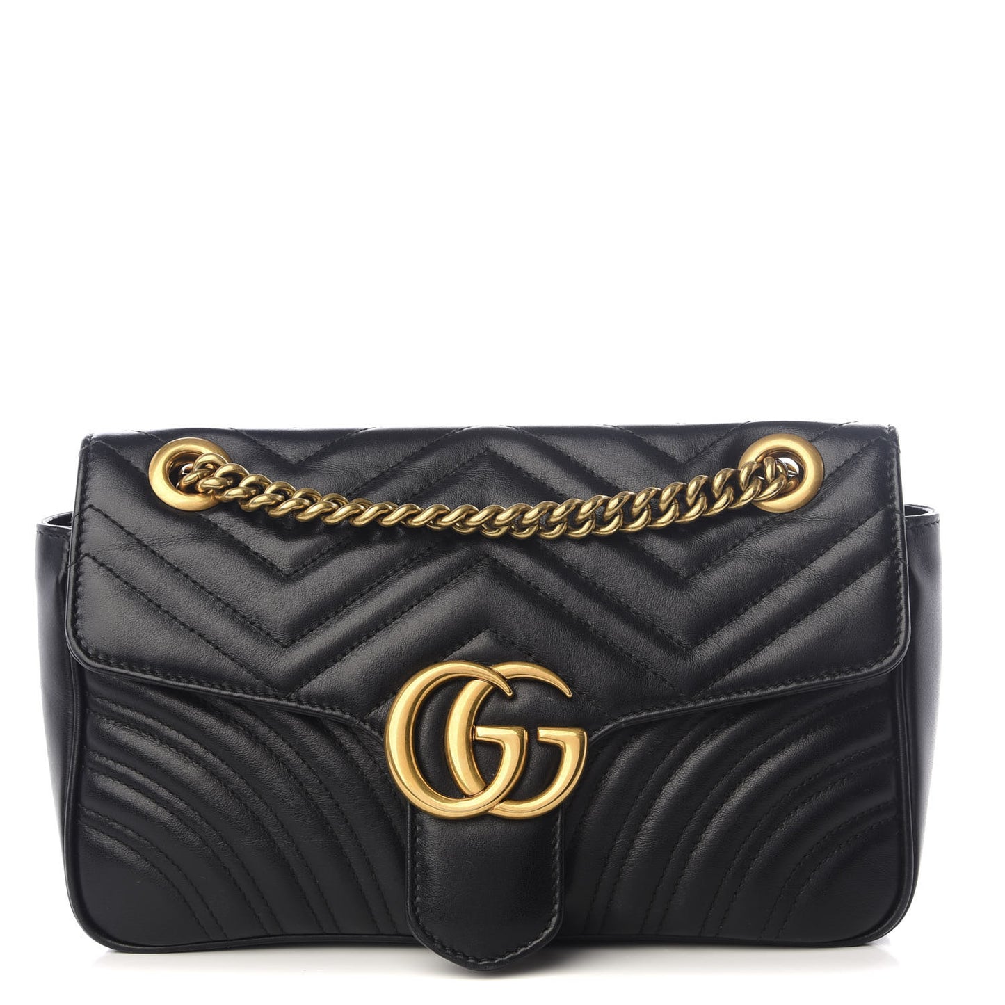 Calfskin Matelasse Small GG Marmont Shoulder Bag Black
