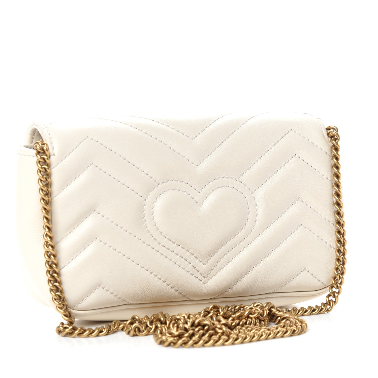 Gucci Calfskin Matelasse Super Mini GG Marmont Shoulder Bag White 3 of 10