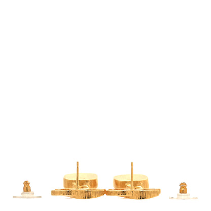Chanel Metal Pearl CC Square Drop Earrings Gold 3 of 5