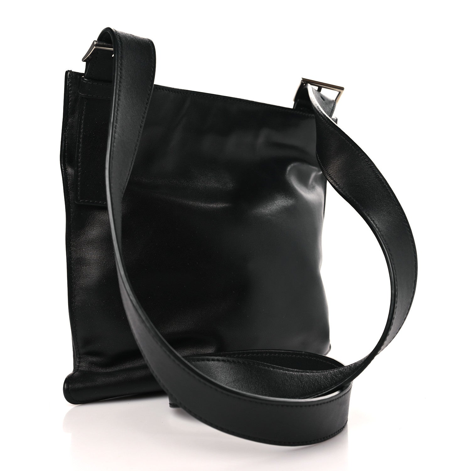 Prada Soft Calf Flat Messenger Bag Black 3 of 10