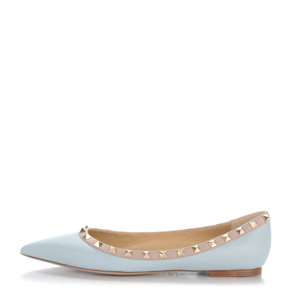 Valentino Garavani Calfskin Nappa Rockstud Ballerina Flats 40 Sky Sorbet Poudre 1 of 7