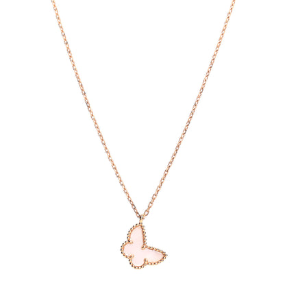 Van Cleef & Arpels 18K Yellow Gold Mother of Pearl Sweet Alhambra Butterfly Pendant Necklace 1 of 7