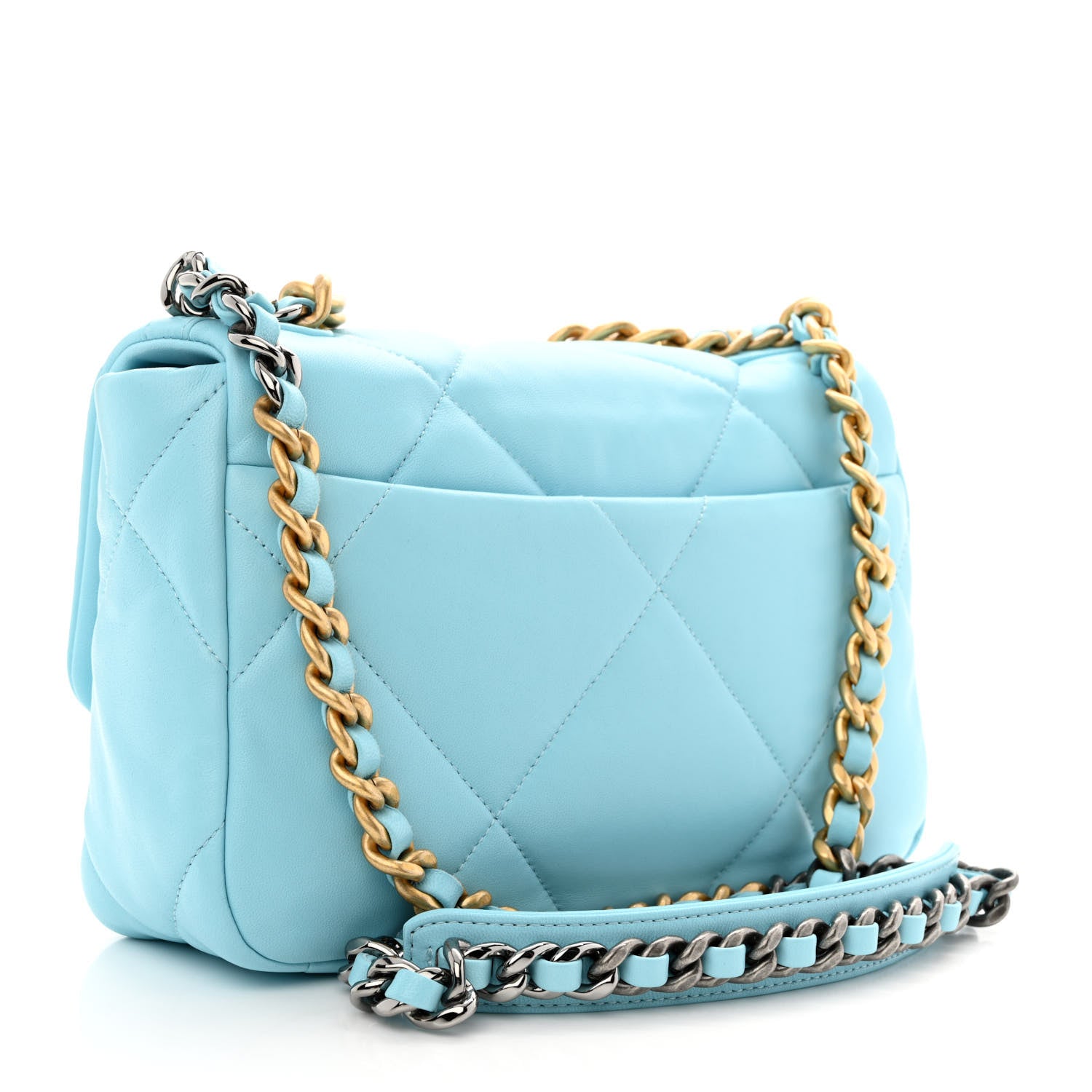 Chanel Lambskin Quilted Medium Chanel 19 Flap Light Blue 3 of 11