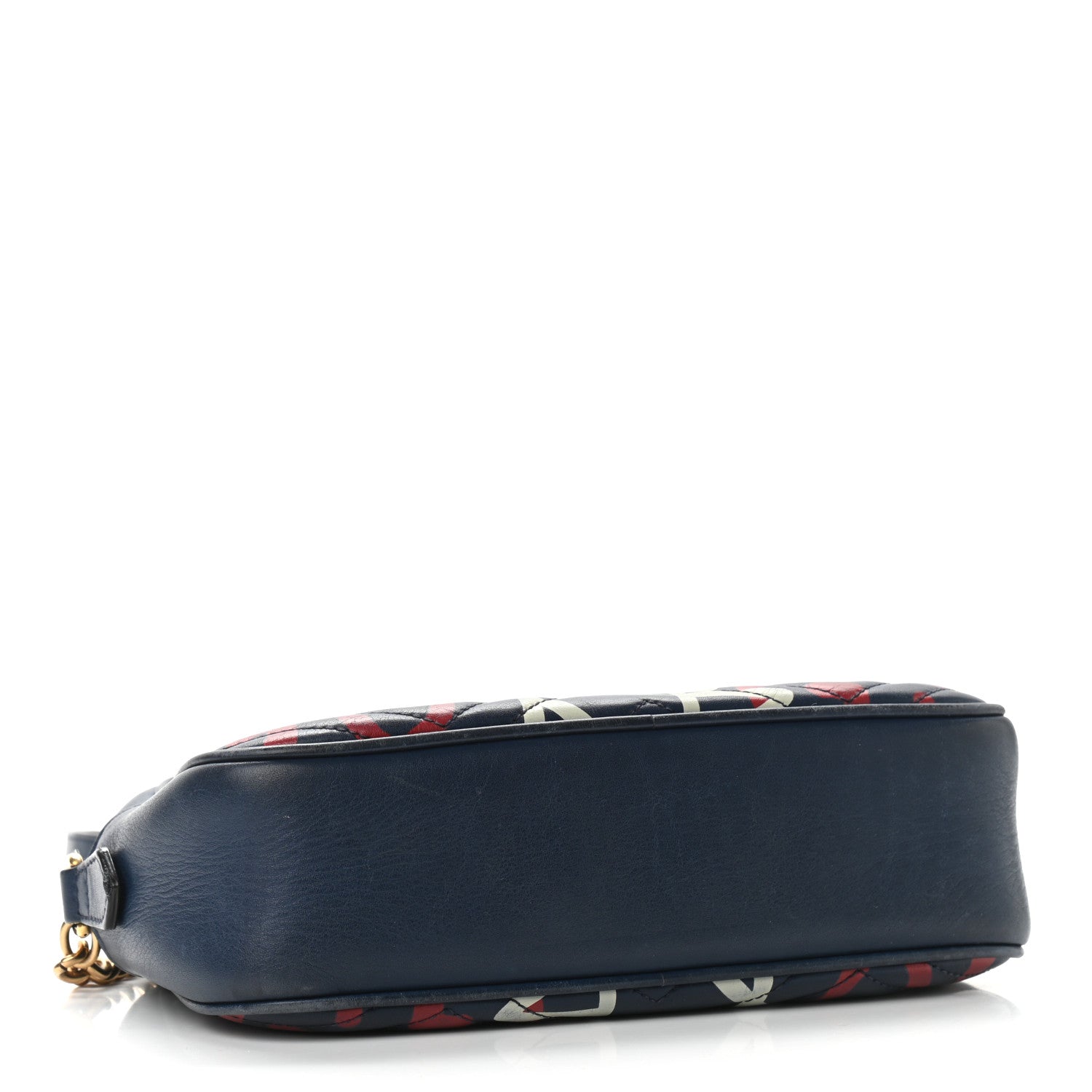 Gucci Calfskin Matelasse GucciGhost Small GG Marmont Chain Shoulder Bag Blue Agata Hibiscus Red 4 of 21