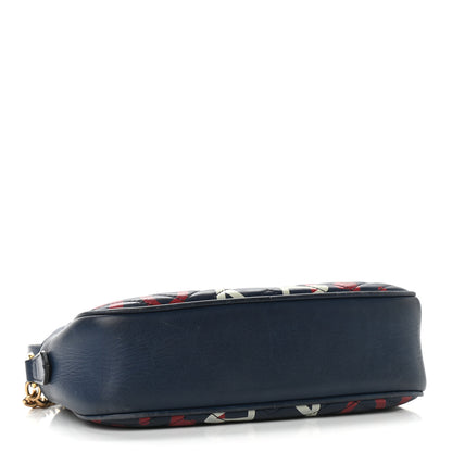Gucci Calfskin Matelasse GucciGhost Small GG Marmont Chain Shoulder Bag Blue Agata Hibiscus Red 4 of 21