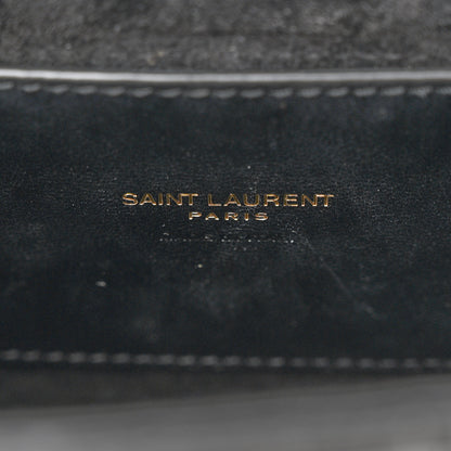 Saint Laurent Calfskin Embossed Crocodile North South Kaia Satchel Black 6 of 15