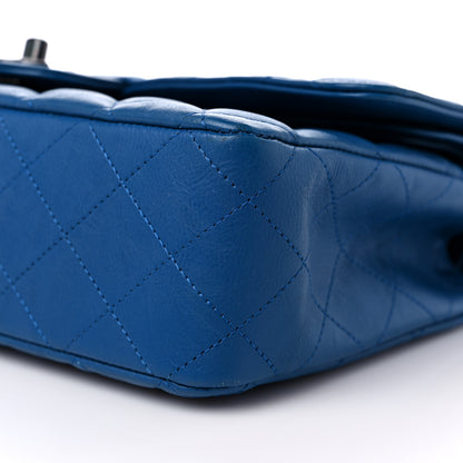 Chanel Crumpled Calfskin Quilted Medium Double Flap Blue 9 of 12