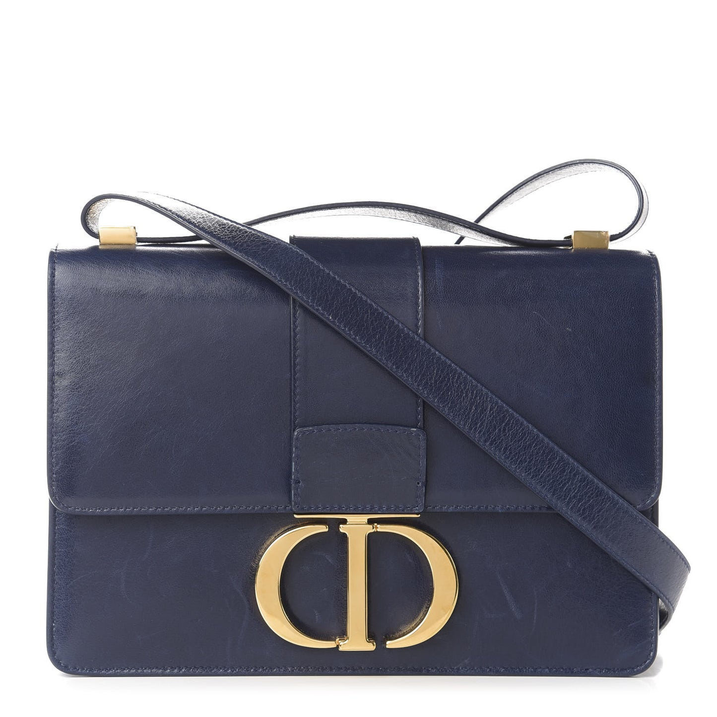 Smooth Calfskin 30 Montaigne Flap Bag Navy