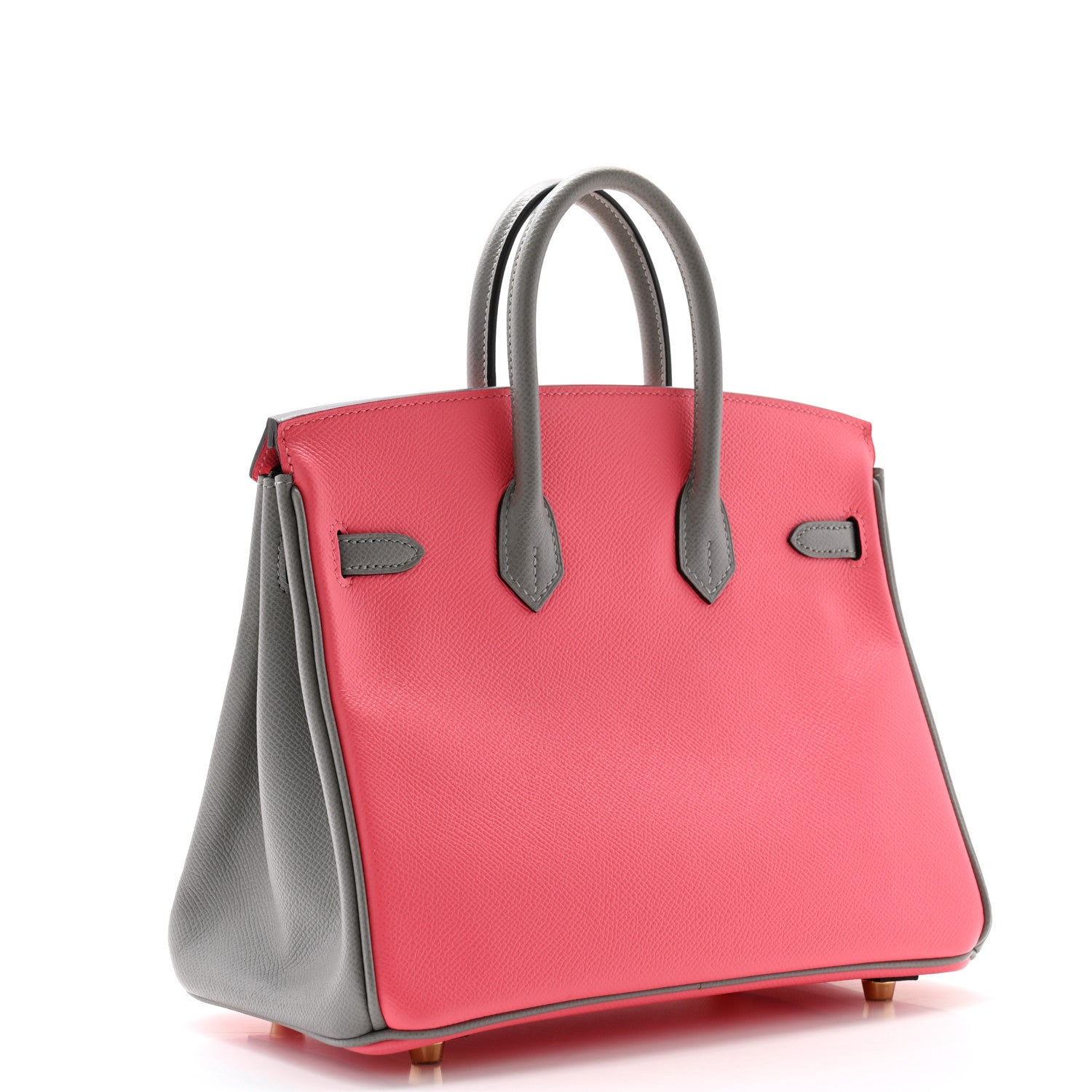 Hermes Epsom Horseshoe Birkin 25 Rose Azalee Gris Mouette 3 of 10