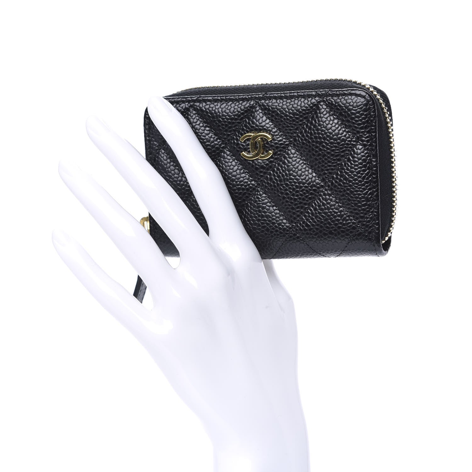 Chanel Caviar Quilted Zip Coin Purse Black 2 of 8