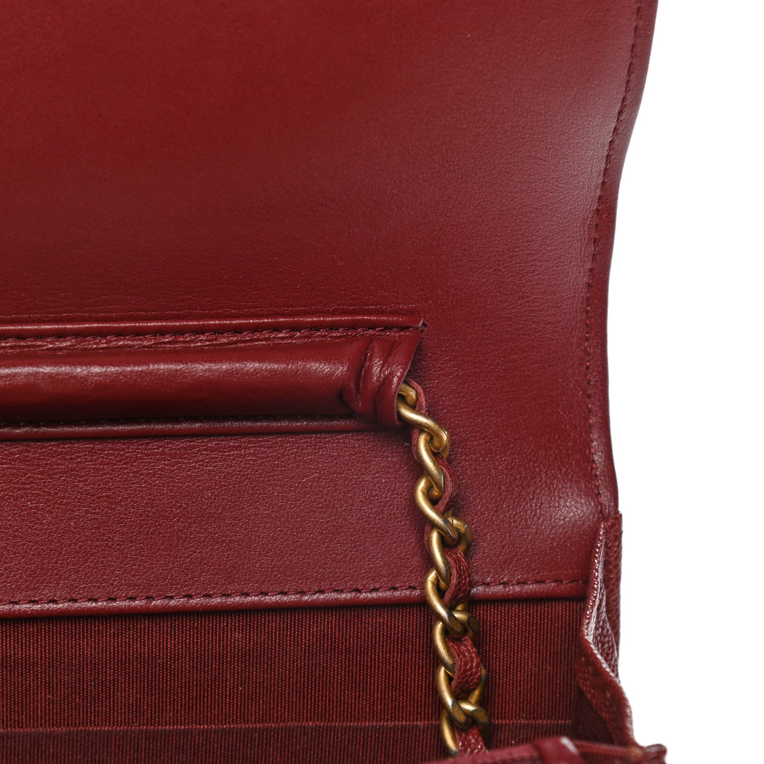 Chanel Caviar Quilted Boy Wallet On Chain WOC Red 16 of 16