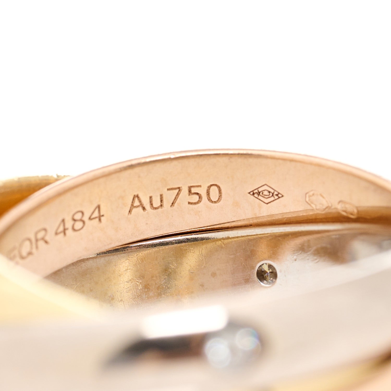 Cartier 18K Pink Yellow White Gold Diamond Trinity Ring 49 5 5 of 5