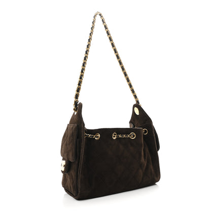 Chanel Suede Quilted Mini Chanel 25 Handbag Dark Brown 3 of 11