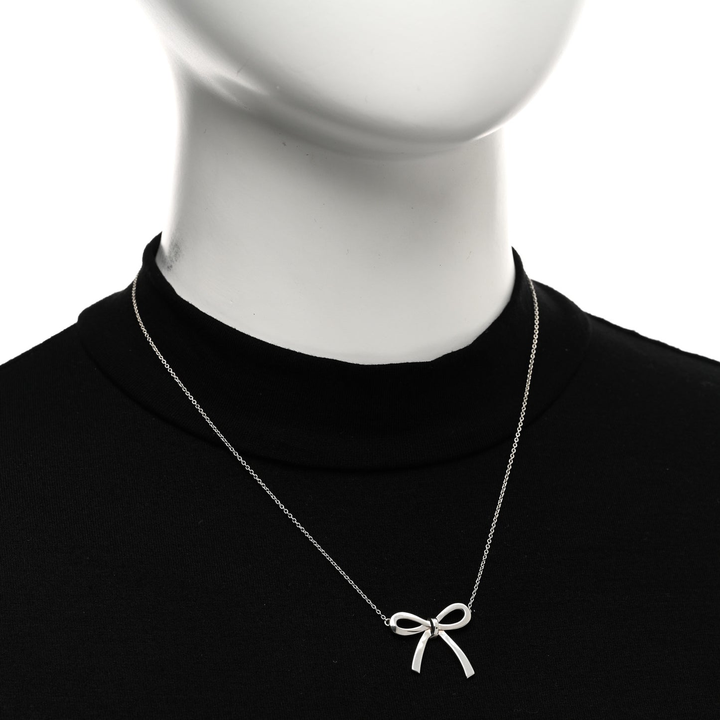 Sterling Silver Large Bow Pendant Necklace