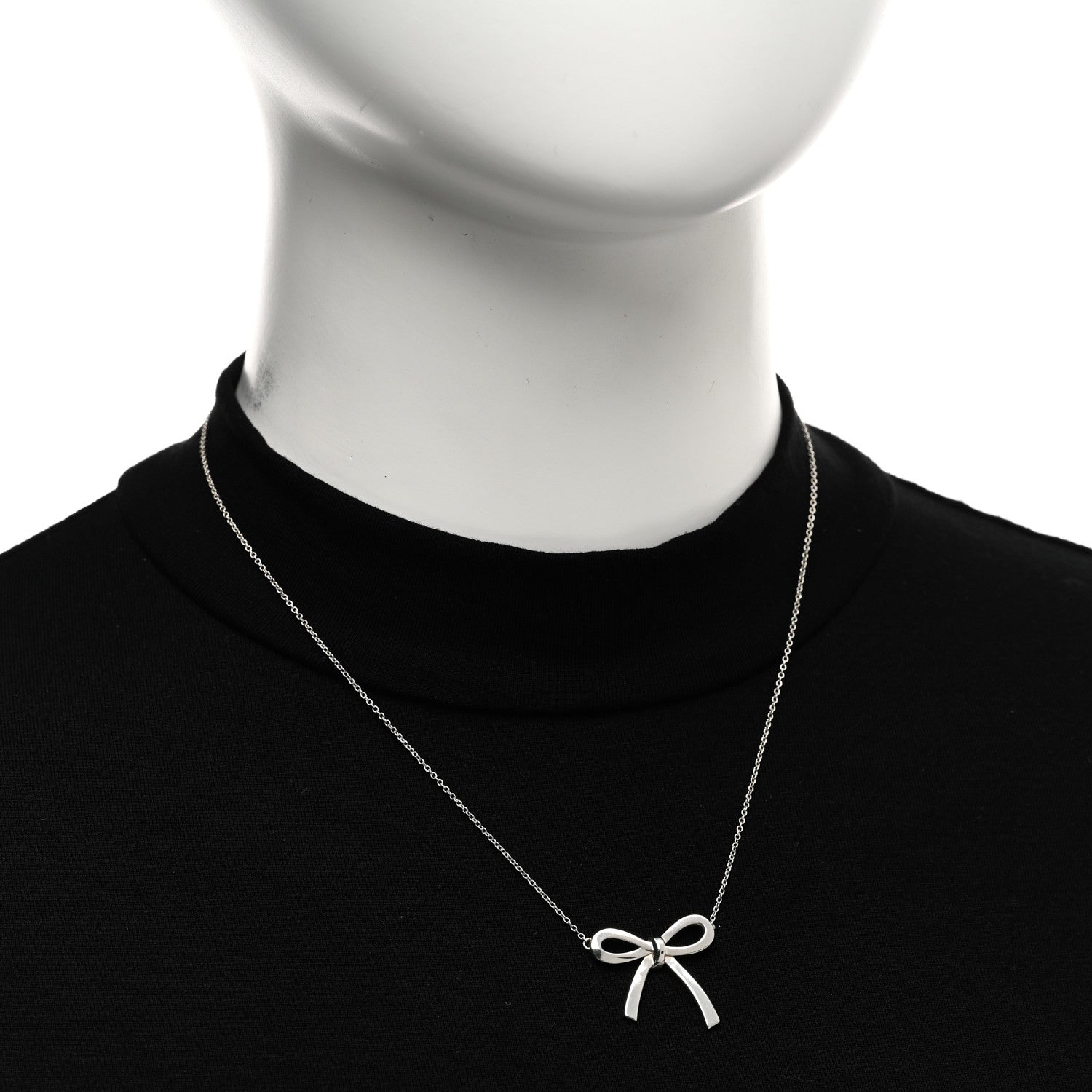 Tiffany Sterling Silver Large Bow Pendant Necklace 2 of 4