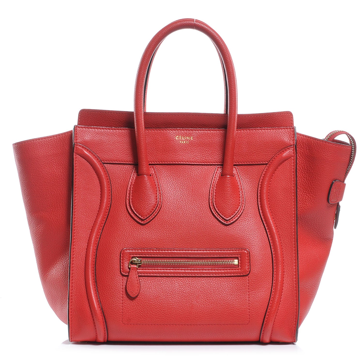 Celine Drummed Calfskin Mini Luggage Coquelicot 1 of 8