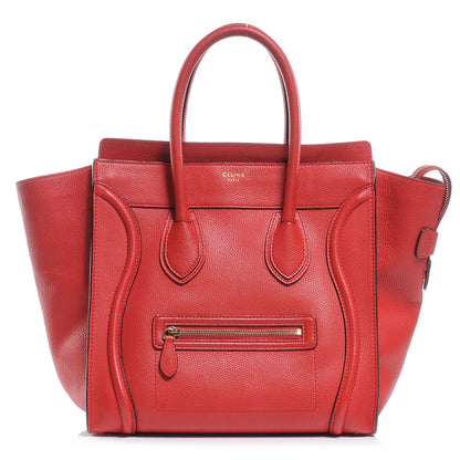 Celine Drummed Calfskin Mini Luggage Coquelicot 1 of 8