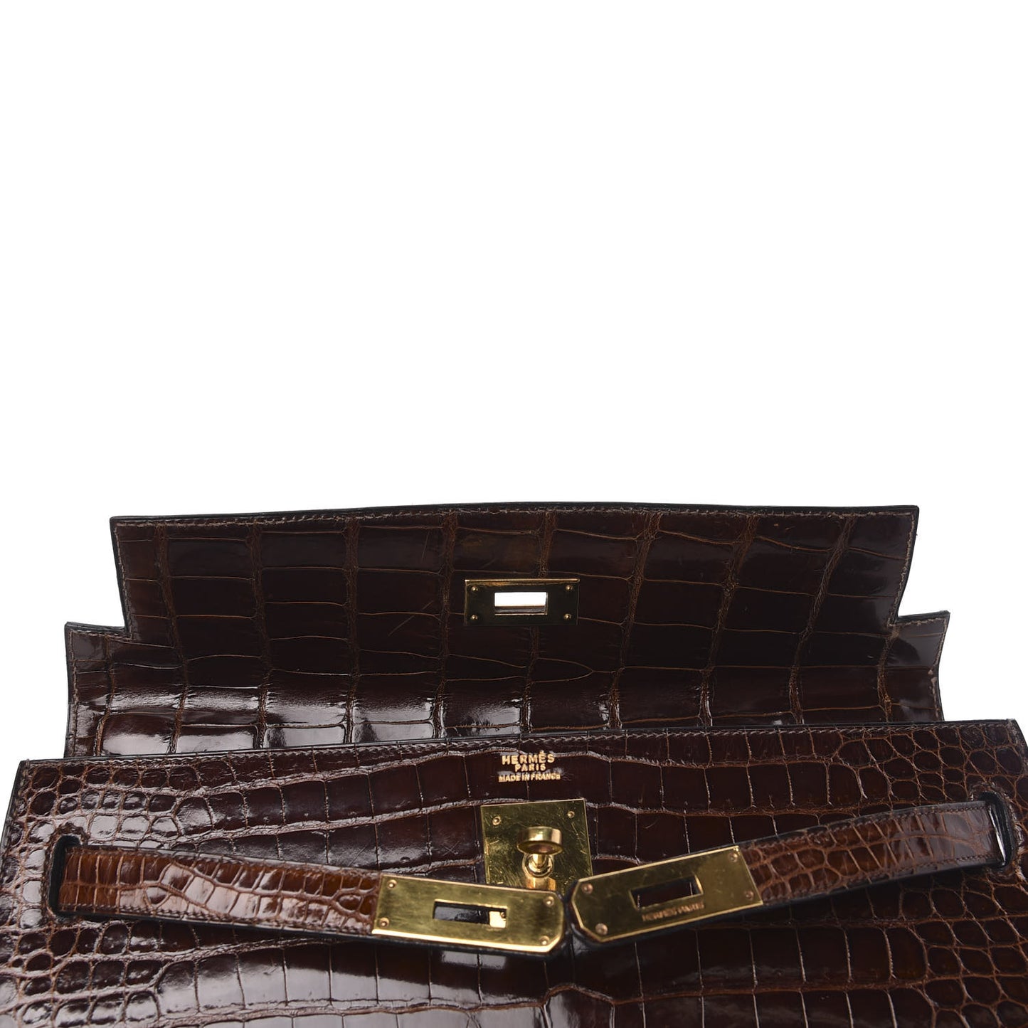 Shiny Niloticus Crocodile Kelly Sellier 32 Havane