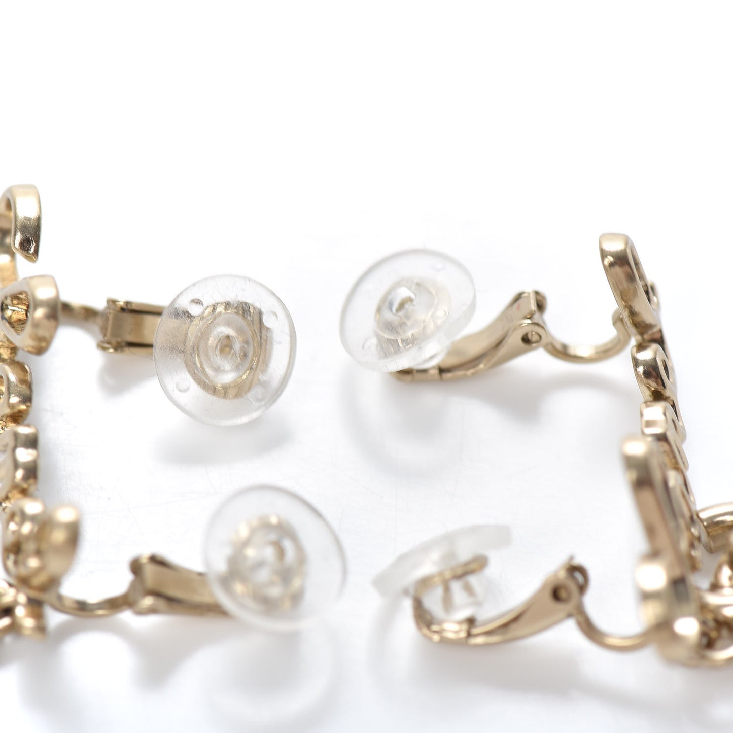 Metal CC Turnlock Climber Clip On Earrings Gold