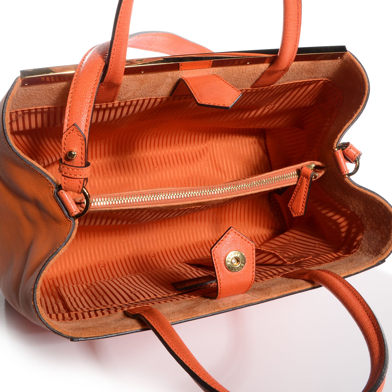Fendi Vitello Elite Regular 2Jours Tote Arancio 5 of 12