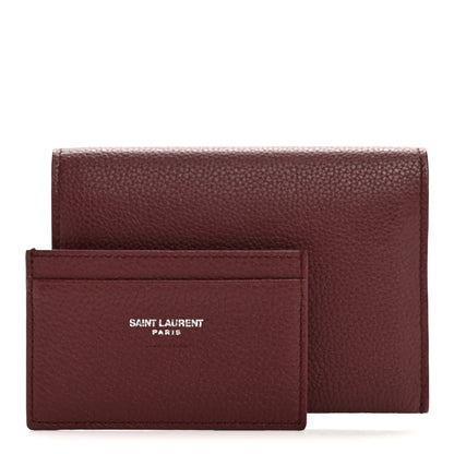 Saint Laurent Grained Calfskin Sac De Jour Compact Wallet Rouge Legion 3 of 12