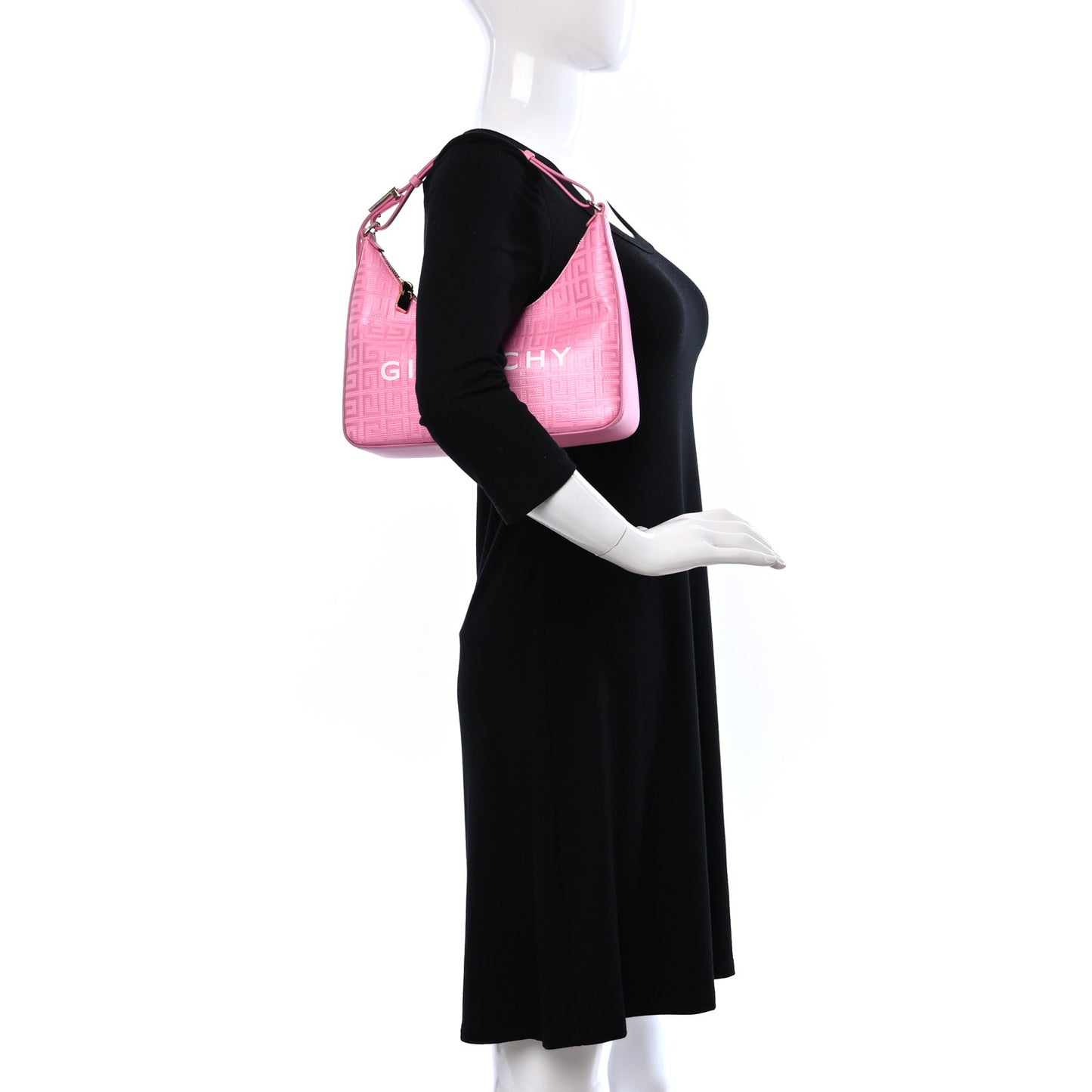 Coated Canvas Logo 4G Embossed Small Moon Cut Out Shoulder Bag Pink