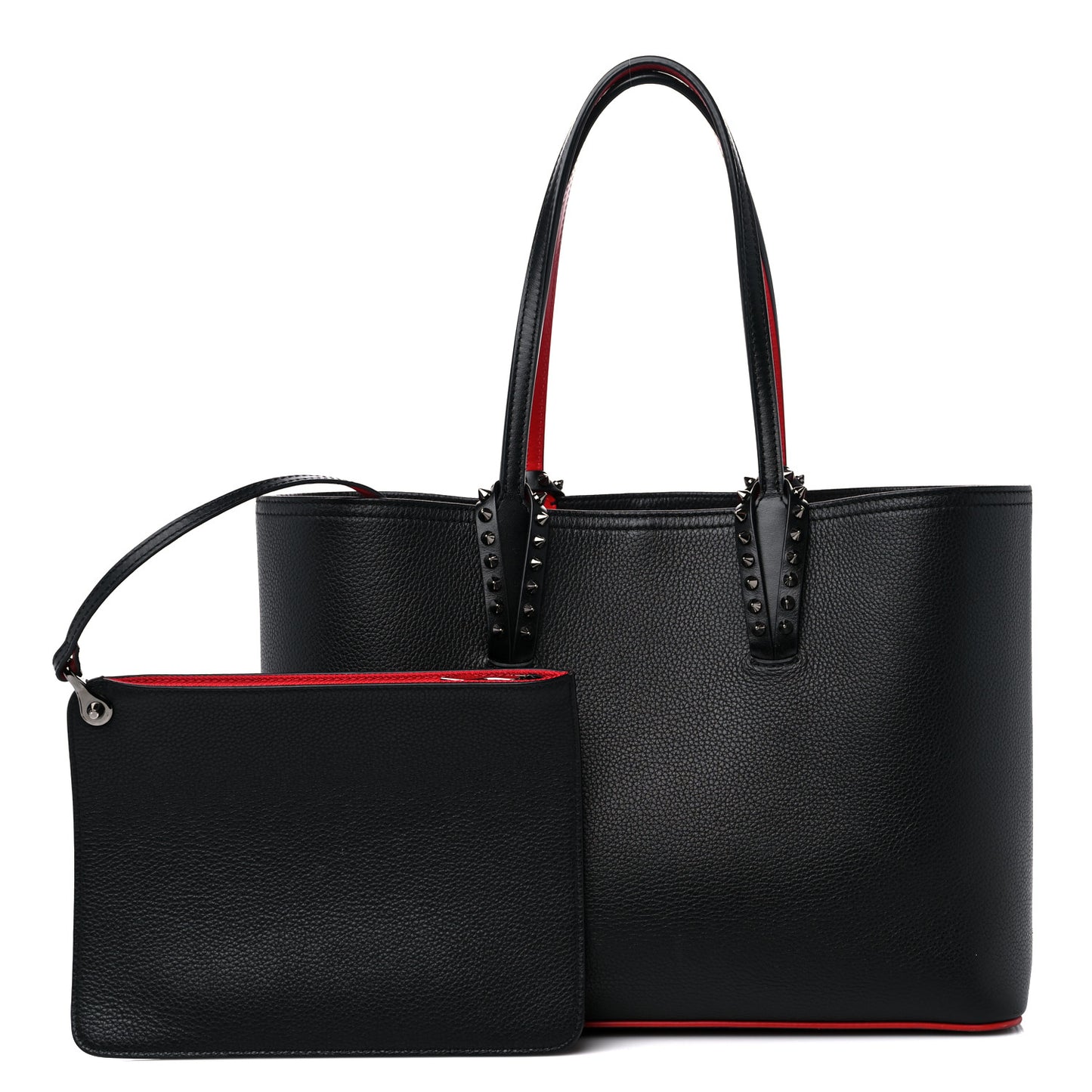 Calfskin Empire Spikes Small East West Cabata Tote Black