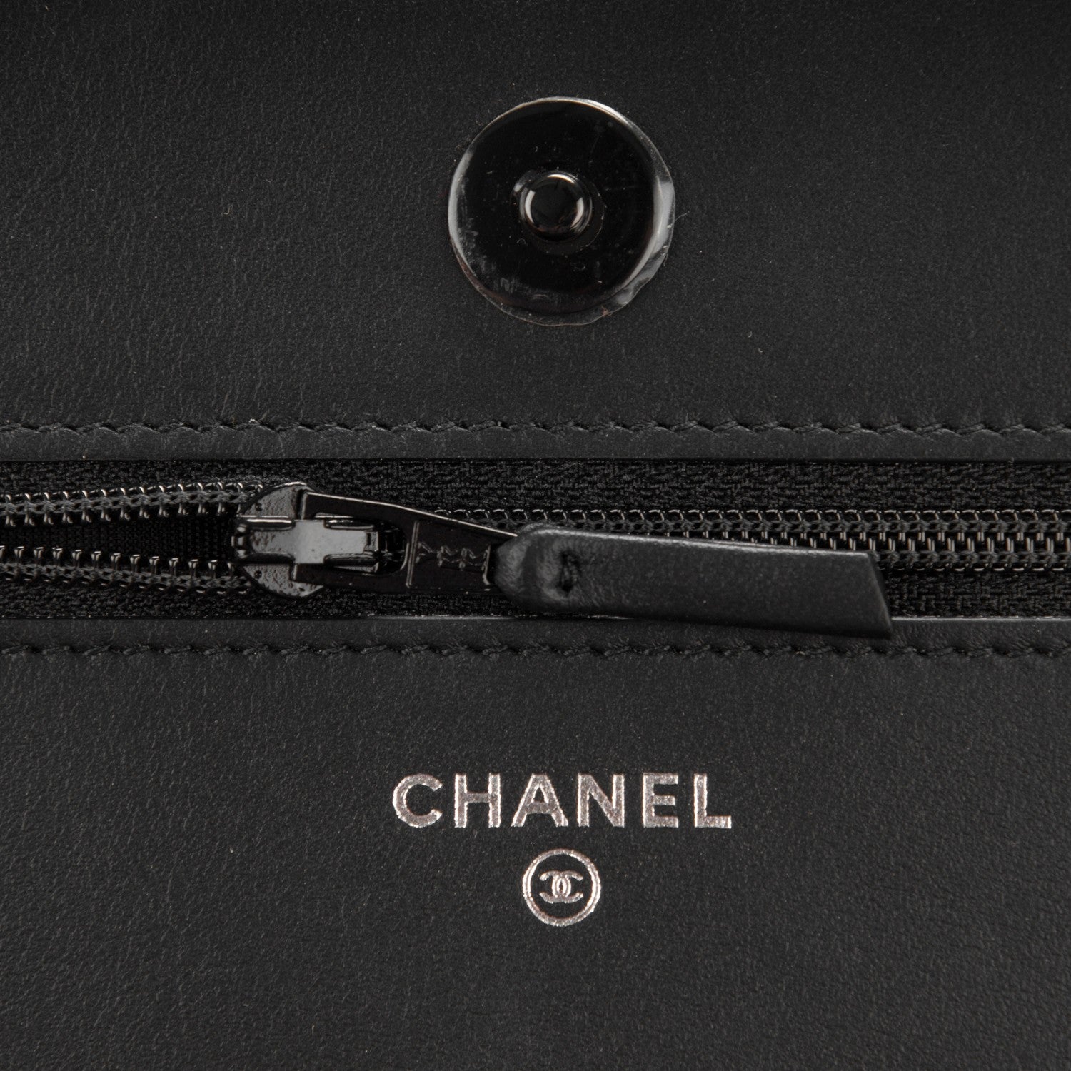 Chanel Calfskin Painted Chevron Embossed Boy Wallet On Chain WOC Black 6 of 9