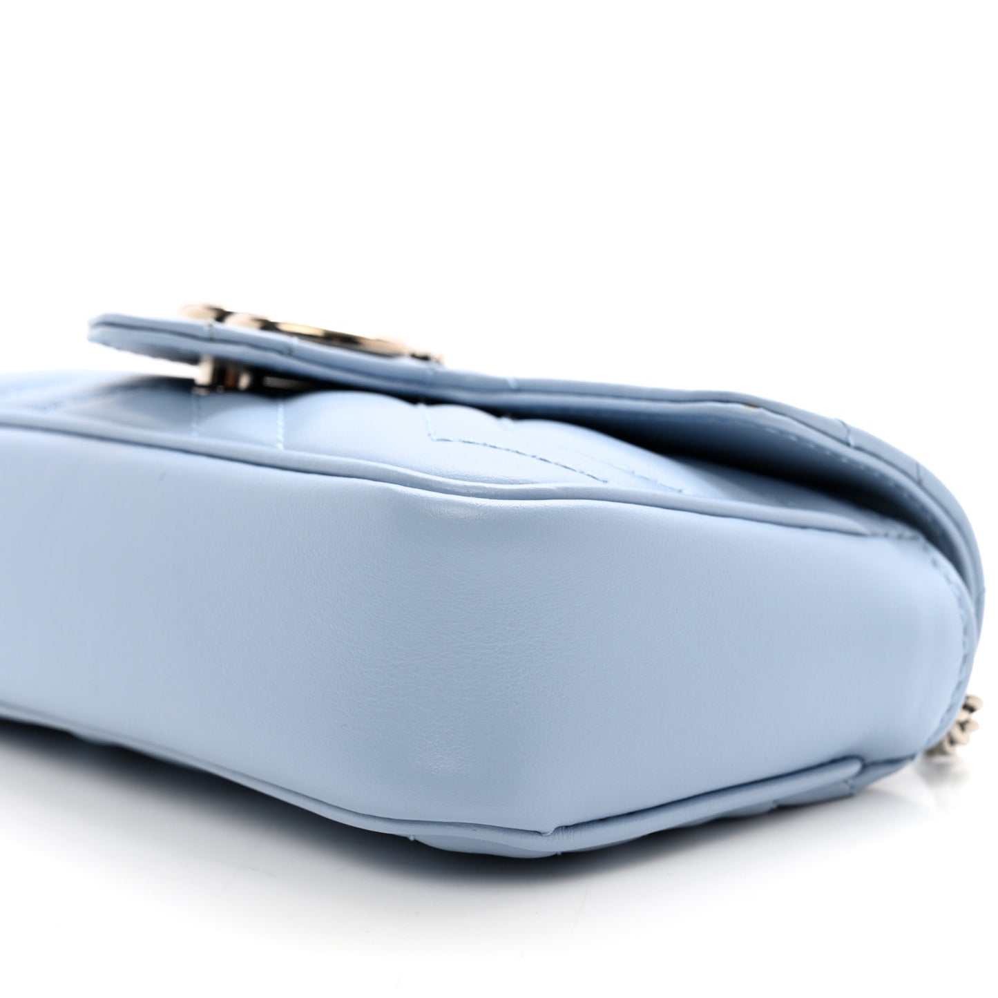 Calfskin Matelasse Super Mini GG Marmont Shoulder Bag Porcelain Light Blue