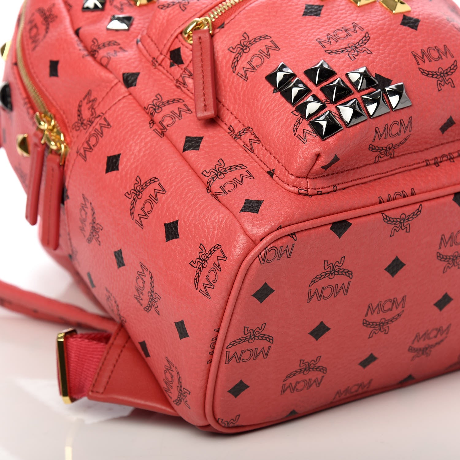 MCM Visetos Studded Small Stark M Backpack Scooter Red 6 of 8